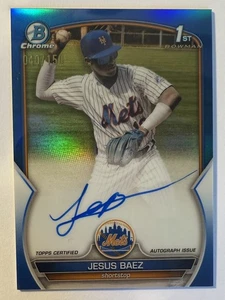 Jesus Baez 2023 Bowman 1st True Blue Refractor Auto /150 New York Mets CPA-JBZ - Picture 1 of 2