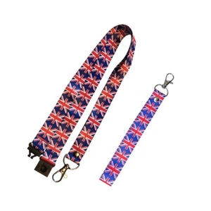 Union Jack Lanyard Key tag SET - Keyring Luggage Tag Zipper Pull Bag UK GB - Picture 1 of 6