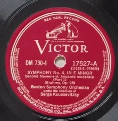 BOSTON SYMPHONY ORCHESTRA BRAHMS SYMPHONY NO 4 E MINOR VICTOR 78RPM 104-27 - Image 1 of 2