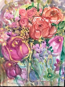 Rosen 2. Original Aquarell Gemälde - Bild 1 von 11