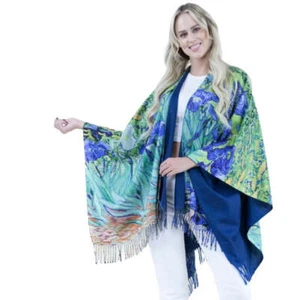 Elegante Ruana mit Blumenmuster für stilvollen Komfort und vielseitige Modegarderobe Es - Bild 1 von 6