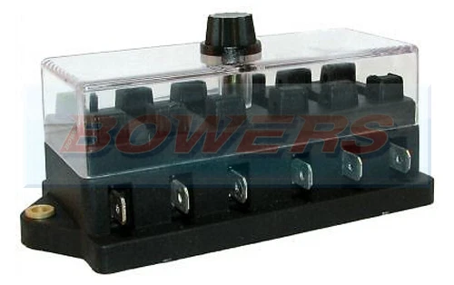 BOWERS 12v/24v Volt 6 Way Heavy Duty Standard Blade Fuse Box Holder Kit Car Van Marine