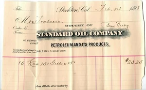 1898 "Standard Oil" "Petroleum and it's Products" Stockton Briefkopf Quittung - Bild 1 von 3