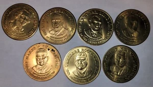 Vintage US President 1 Inch Coin Token Lot Of 7 Kennedy Lincoln Washington Plus - Picture 1 of 5