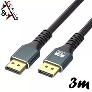3m DisplayPort Kabel 8K 4K 1.4 DP Kabel 60Hz 165Hz UHD WQHD HDR Monitor Beamer - Bild 1 von 4