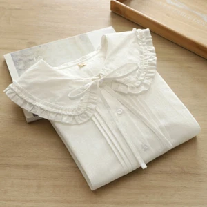 Süße Lolita French Toast Bluse 3-lagig Peter Pan Kragen weiß Langarmhemd - Bild 1 von 11