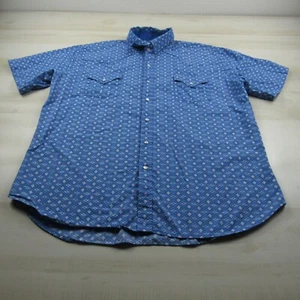 Ely Cattleman Shirt Men Extra Large Blue Pearl Snap Western Aztec Geometric - Picture 1 of 10