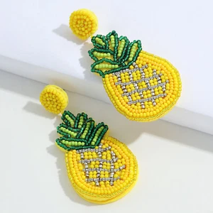 Pendientes de gota de piña bohemia para mujer cuentas tachuelas de fruta joyería de verano - Imagen 1 de 8