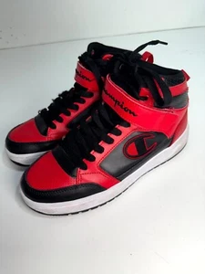 Champion Drome 19 HI Kids Sneaker 7.5M Scarlet Red Black Leather Shoes CAS10135M - Picture 1 of 13