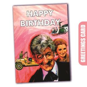 Tarjeta de cumpleaños de Doctor Who (A5) Jon Pertwee arte cómico - Imagen 1 de 3