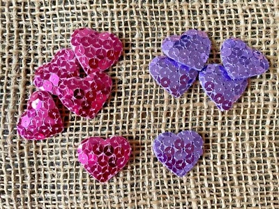 Apliques de corazón de San Valentín de lentejuelas color Upick 10 piezas adornos - coser cabello H37 Foto 1 de 4