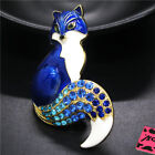 New Blue Enamel Cute Animal Fox Crystal Fashion Women Charm Brooch Pin Gift