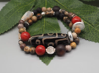 DZI Edelstein Armbänder, Stapel Armbänder, Ethno Armband Set, 2 Stück - Bild 1 von 4