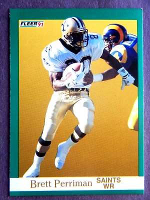 Brett Perriman #302 Fleer 1991 Football Card (New Orleans Saints) VG - Image 1 of 2
