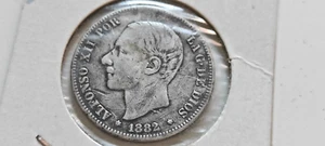 MONEDA DE PLATA DE 2 PESETAS 1882 ALFONSO XII MBC - Imagen 1 de 2