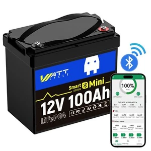 Bluetooth Lithium Batterie 12V 100Ah LiFePO4 Smart Akku Wohnmobil 15000+ Zyklen - Bild 1 von 8