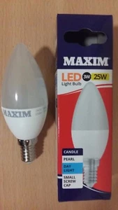 Maxim LED Candle Bulbs 3w SES E14 Small Screw Day Light White 6500K 25w Cheap! - Picture 1 of 1