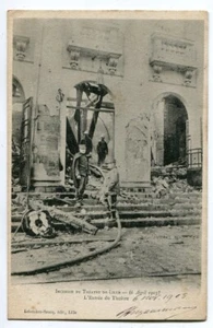 CPA 59 Incendie du théâtre de LILLE - l'entrée du théâtre - POMPIERS 6 avril 190 - Imagen 1 de 2