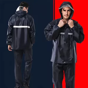 Tuta Antipioggia Uomo Donna Giacche Pantaloni Ingranaggi Impermeabile Moto Hivis - Foto 1 di 16