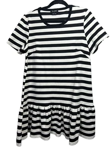 The Fifth Women Large Black White Striped Casual Dress - Picture 1 of 5