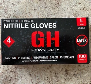 GH Heavy Duty Nitrile Gloves Latex & Powder Free 4mil, Large - Picture 1 of 2