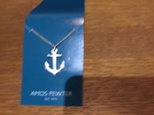 AMOS PEWTER MADE IN CANADA PEWTER ANCHOR NECKLACE NEW IN PACKAGE - Picture 1 of 3