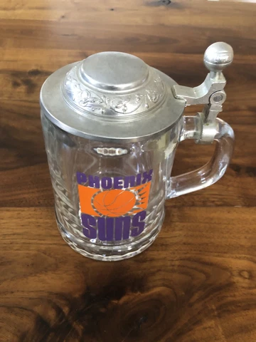 Vintage Phoenix Suns NBA Basketball Lidded Collectible Beer Stein Mug Italy Cover