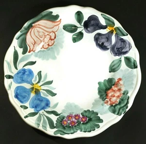 2 Fortebraccio Dipinto a mano Salad Plates Italy Hand Painted Floral 8 1/2"  - Picture 1 of 3