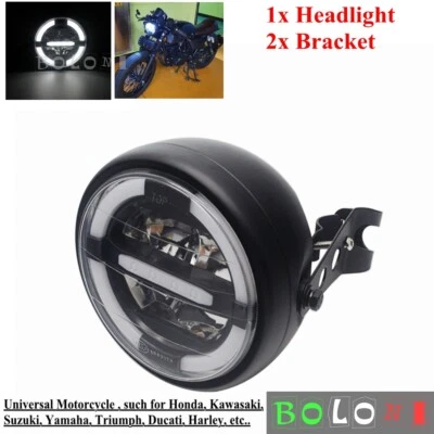 Faro LED de motocicleta negro carcasa bombilla cubo faro para Harley nuevo Foto 1 de 4
