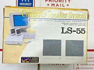 RARE 1980 NEW RETAIL LASER STATION LS-55 COMPUTER SPEAKERS - 3 IN X 2 IN RM2-WIN - Picture 1 of 7