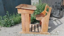 old  1930s. Swedish wooden hand made vintage school desk