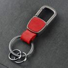 Double Rings Car Keychain Genuine Leather Metal Key Fob Key Ring  Men and Women