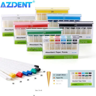 AZDENT Dental Endo Root Canal Taper 0.06 Absorbent Paper Points Size 15#-40# - Image 1 of 4