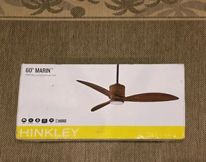 NIB HINKLEY MARIN 60" NAUTICAL COASTAL FAN W ROPING & 3 WEATHERED BLADES - Picture 1 of 10
