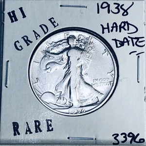 1938 LIBERTY WALKING SILVER HALF DOLLAR HI GRADE U.S. MINT RARE COIN 3396 - Picture 1 of 3