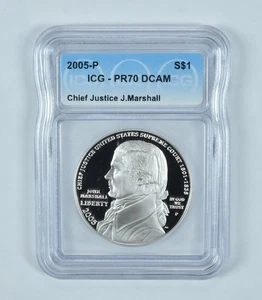 2005-P John Marshall Commemorative Silver Dollar PR70 DCAM ICG *7590 - Picture 1 of 5