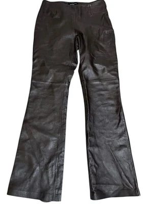 Pantalones acampanados vintage años 90 Y2K Moda International cuero marrón chocolate corte bota 6 Foto 1 de 4