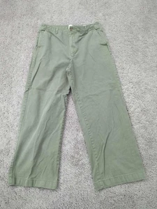 Pantalones Gap para mujer 12 verdes tiro alto pierna ancha recortados 100 % algodón informales - Imagen 1 de 8