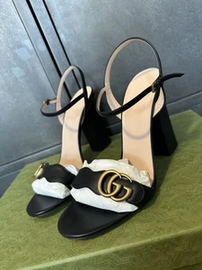 Gucci Damen Leder Schwarz GG Absatz Sandalen Größe 8UK/EU41 - Bild 1 von 14