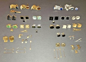 VTG. SWANK COLLECTION 22 ASSORTED PAIR CUFF LINKS TIE CLIPS, TACKS & ACCESSORIES - Picture 1 of 5