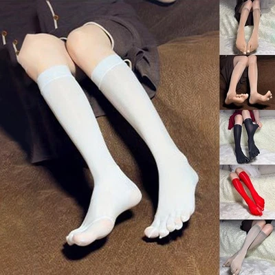 Fashion Forward Womens Silky Midcalf Socks with Unique Split Toe Design