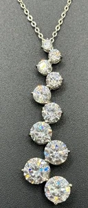 18" Sterling Silver Graduated Cubic Zirconia Pendant Necklace 925 6 Grams Y4 - Picture 1 of 12