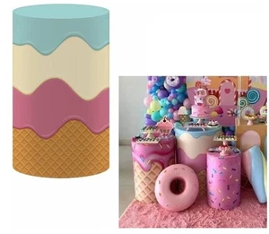 Ice Cream Cone Fitted Spandex Cylinder Display STAND COVER Party Decorations 21” - Picture 1 of 4