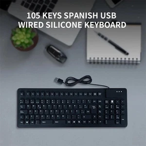 lacooppia Silicone Spanish Waterproof 105 Key Flexible Foldable Keyboard for PC - Picture 1 of 7
