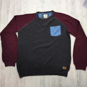 Rusty Y2K Men’s Sweater Jumper Crewneck Knit Pullover Size M Denim Pocket Maroon - Picture 1 of 7