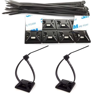 Kabelbinder, Kabelhalter, selbstklebend, Nylon, UV-beständig, schwarz, 100 Stück - Bild 1 von 2