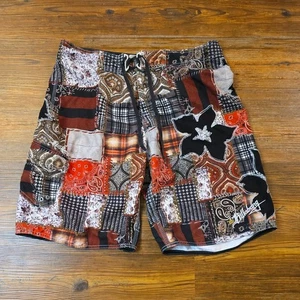 Billabong Board Shorts Mens Plaid Patchwork Surf Vtg Y2K Mens Sz 36 Actual RARE - Picture 1 of 16