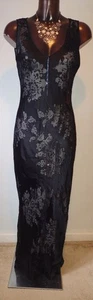 Phase Eight black silk burnout sequin party cocktail evening dress size 12 - Picture 1 of 3