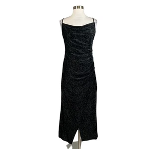 Laundry by Shelli Segal Women's Cocktail Dress Size 12 Black Velvet Midi Sheath - Picture 1 of 11