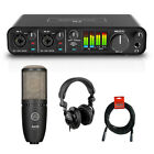 Interface audio USB Motu M4 4x4 avec micro studio AKG P220, casque et câble XLR